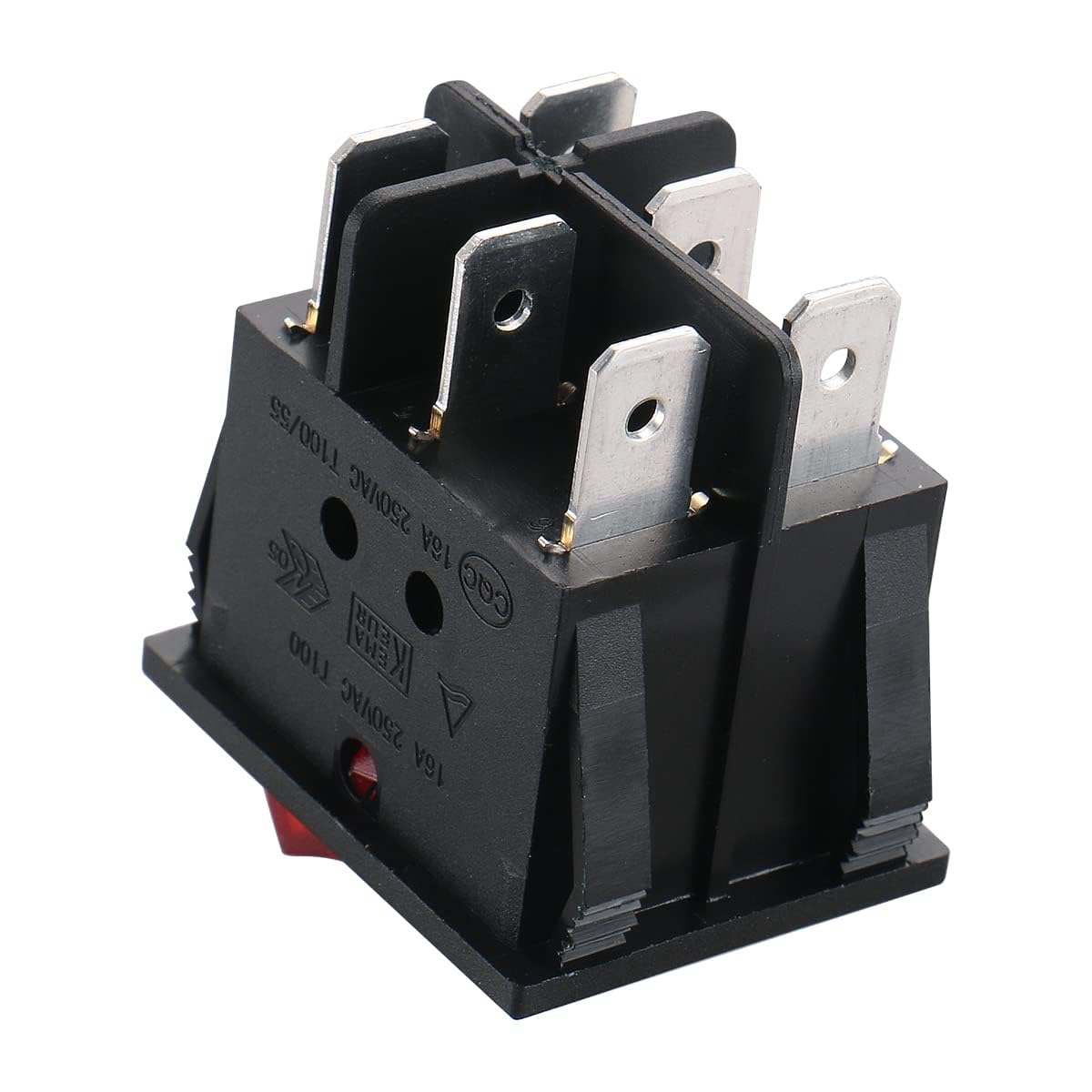 Baomain Interruptor basculante para barco, luz roja, iluminado, CA, 16A250V, 16A125V, 6 pines Dual DPDT ONOff UR List (2)