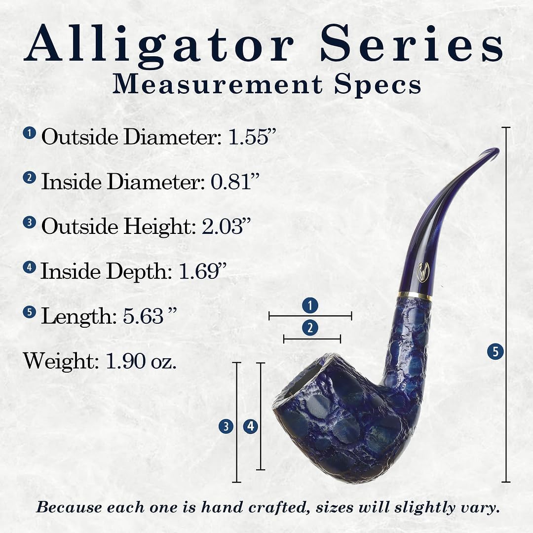 Alligator Savinelli Pipe – Pipa de tabaco de brezo, pipa artesanal italiana, pipa de tabaco hecha a mano, pipas de tabaco de madera pequeñas,