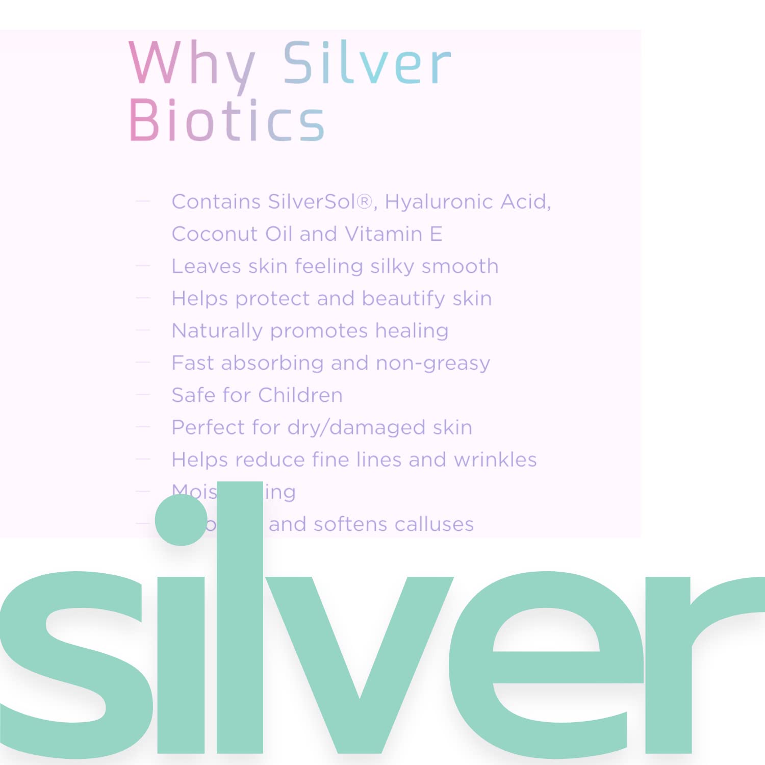 Silver Biotics Nano Silver Crema curativa  SilverSol y ácido hialurónico  Todos los ingredientes naturales para curar, suavizar las manchas y