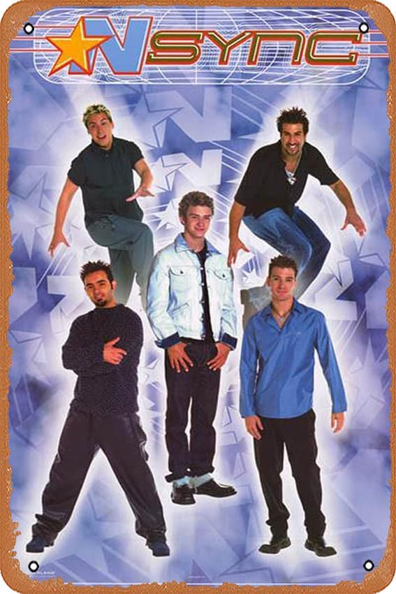 Cartel de metal de NSYNC Hangin’ Justin Timberlake Orig 2000, cartel de metal de estaño, 8 x 12 pulgadas