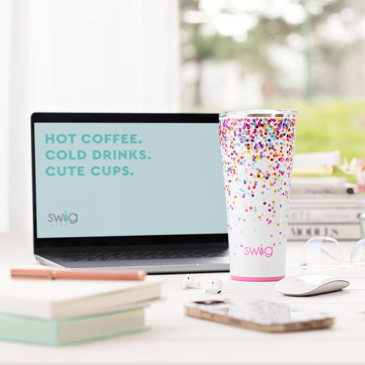Swig Life Vaso XL de 32 onzas, vaso de café aislado con tapa, apto para vasos, apto para lavavajillas, acero inoxidable, tazas de viaje extragrandes