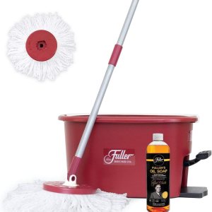 Fuller Brush Sistema de cubo de fregona giratoria, fácil de escurrir, giro de 360, limpieza de suelos sin rayas, 2 cabezales de fregona de Fuller Brush Sistema de cubo de fregona giratoria, fácil de escurrir, giro de 360, limpieza de suelos sin rayas, 2 cabezales de fregona de