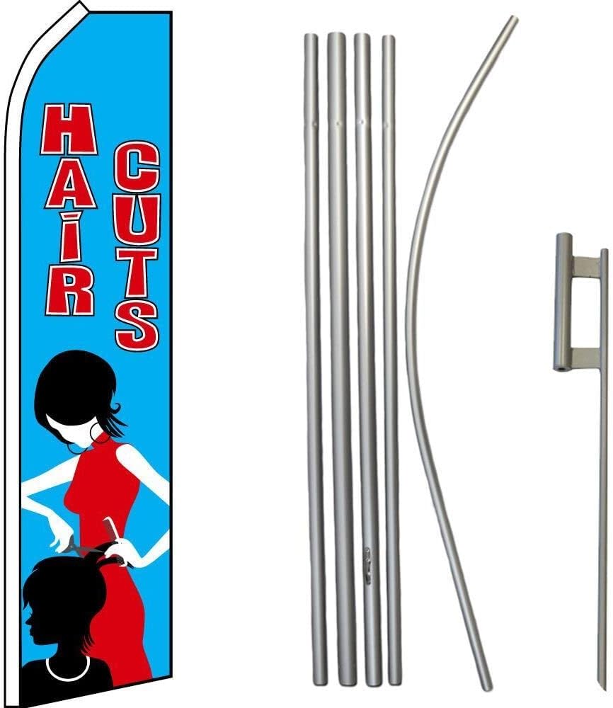 Premium Hair CutsRed Swooper Flag & 16ft Flagpole KitGround