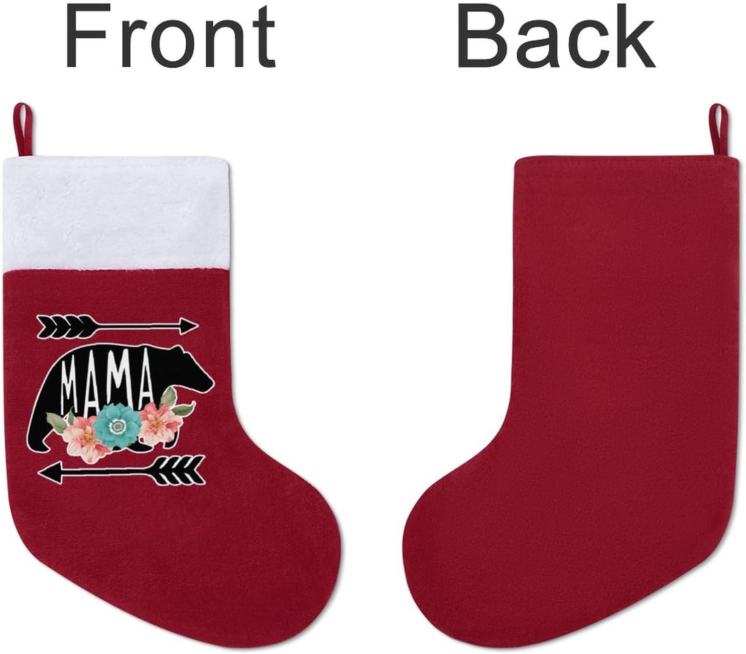 Calcetines de Navidad personalizados con diseño de mamá oso para chimenea, decoración de fiestas navideñas