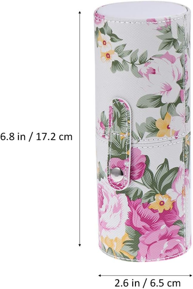 EXCEART Estuche para brochas de viaje, soporte para brochas de maquillaje con tapa, de piel sintética, cubo de almacenamiento de cosméticos para