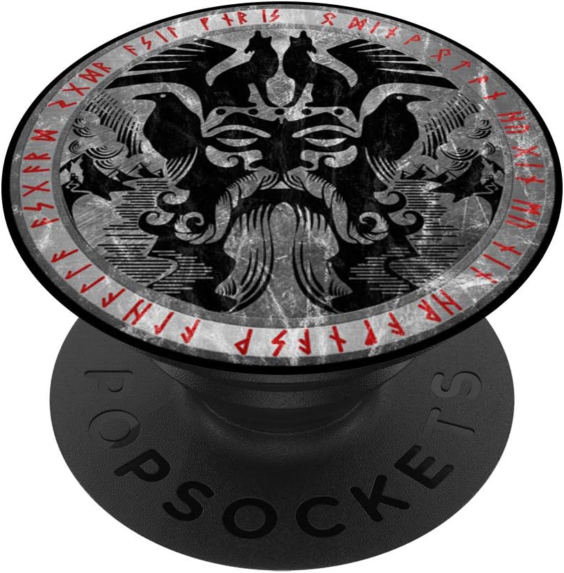 Odin con Fenrir Huginn y Muninn Norse Runes PopSockets Vintage PopGrip agarre intercambiable para teléfonos y tabletas
