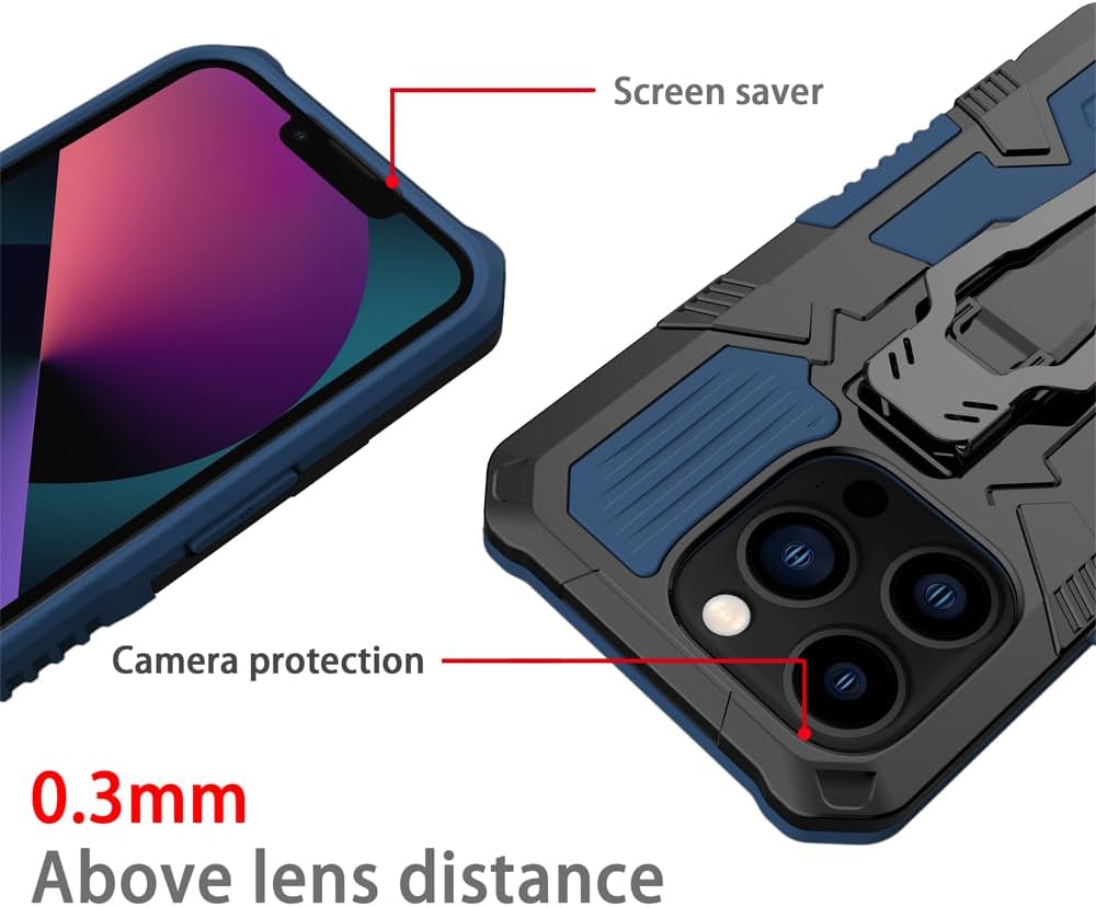 Asuwish Funda protectora compatible con iPhone 14 Pro de 6.1 pulgadas y protector de pantalla de vidrio templado, clip para cinturón, a prueba de