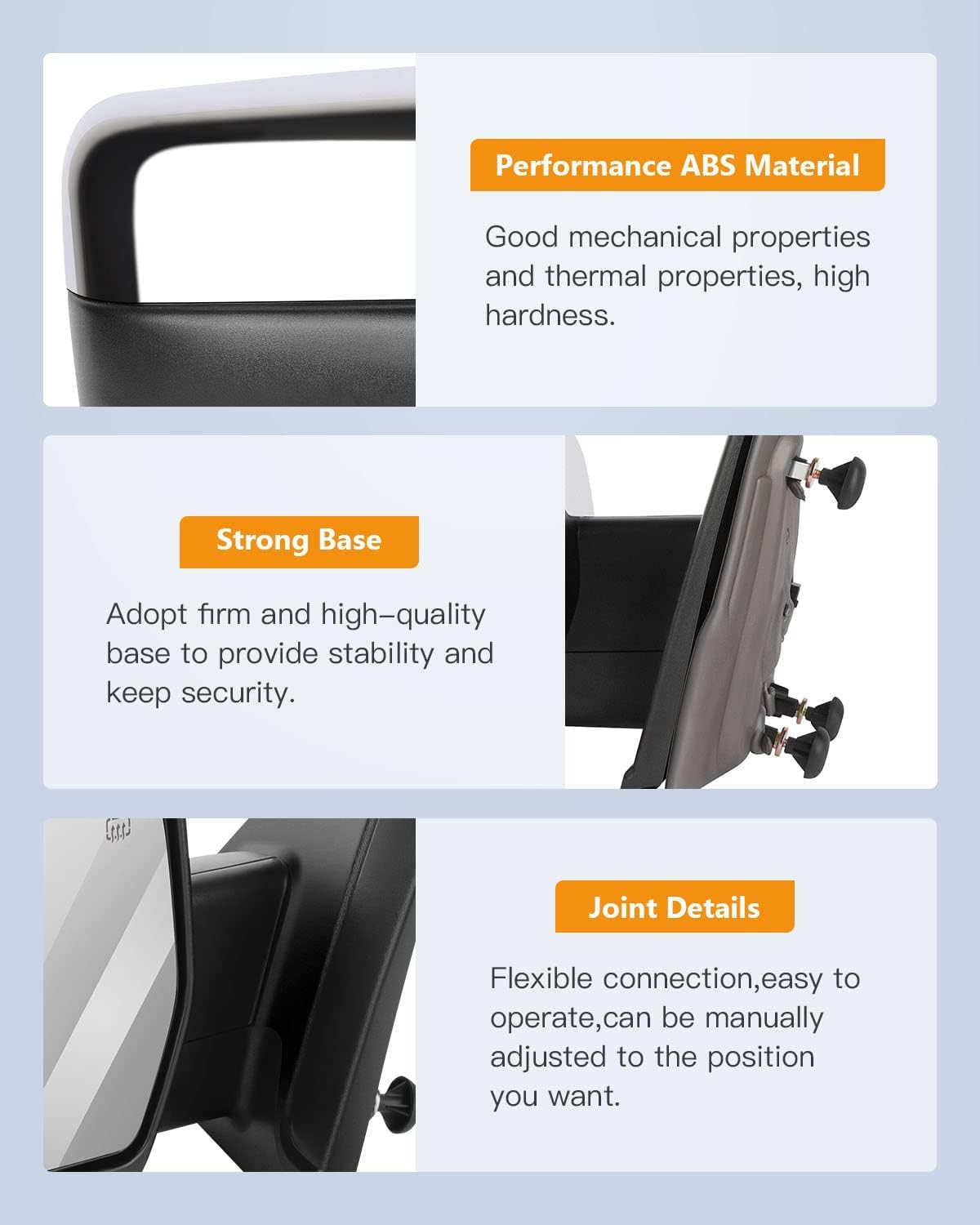 Espejos de remolque de control de potencia compatibles con Ford 2004-2014 para Ford F150 Espejo lateral de camión con función de descongelación
