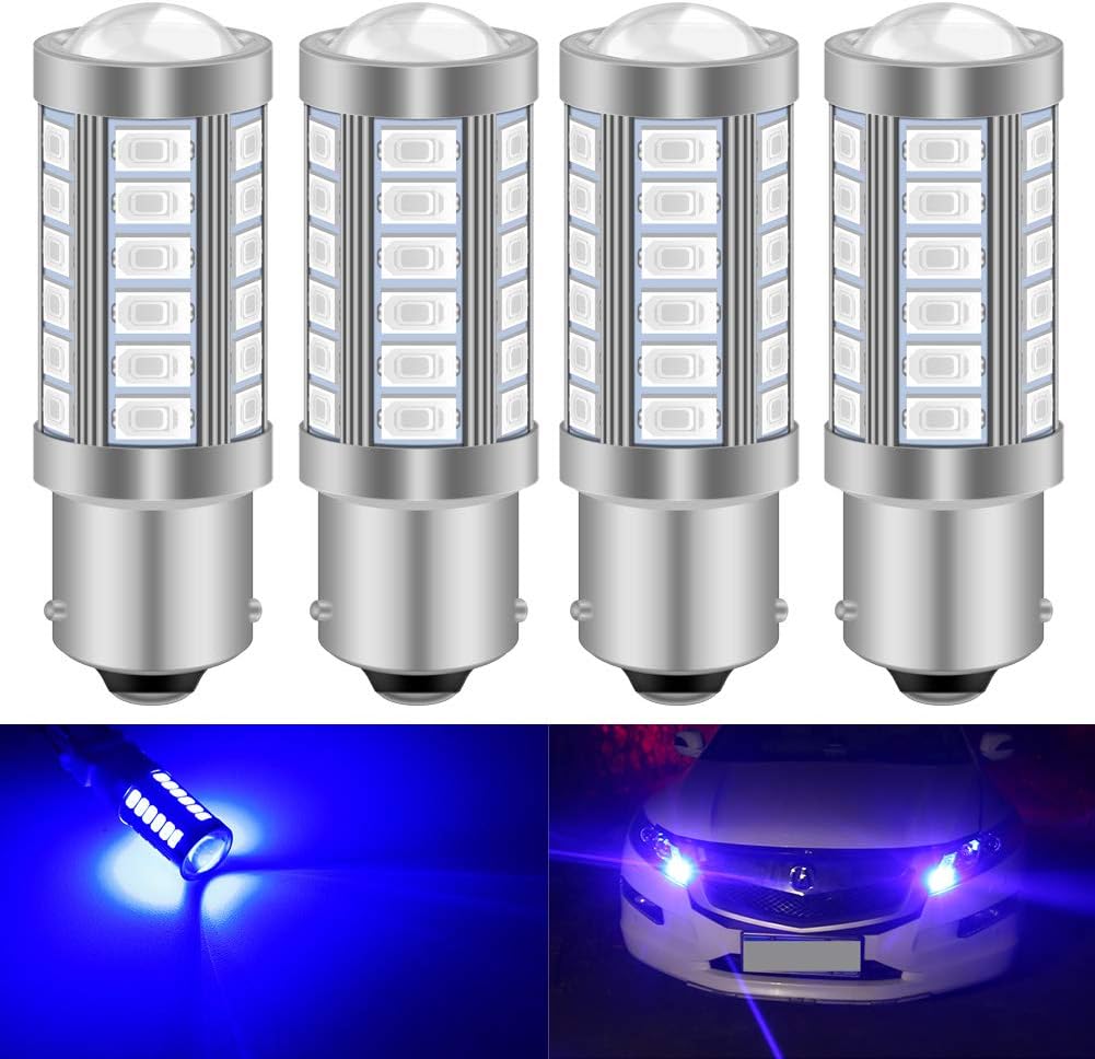 Juego de 2 focos LED 33-SMD Katur superbrillantes de 8,000 K, 900 lúmenes, 1156 BA15S, 1141, 7056 y 5630, color blanco, para luz de freno, luz de