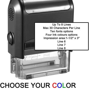 Sello personalizado, sello de goma autoentintado, sello de dirección de devolución grande con hasta 8 líneas de texto personalizado Sello personalizado, sello de goma autoentintado, sello de dirección de devolución grande con hasta 8 líneas de texto personalizado