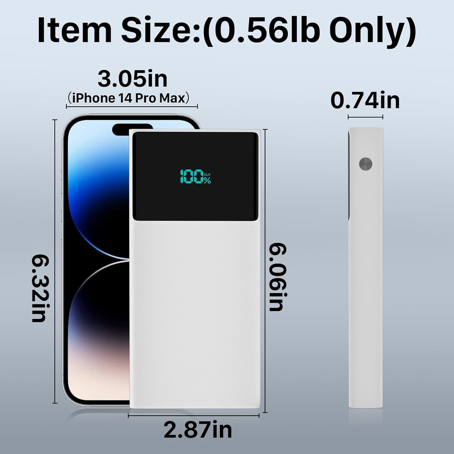 Cargador portátil con 2 cables integrados (USB-C e iOS), cargador de teléfono duradero de carga rápida PD de 13000 mAh con pantalla LED, cargador de