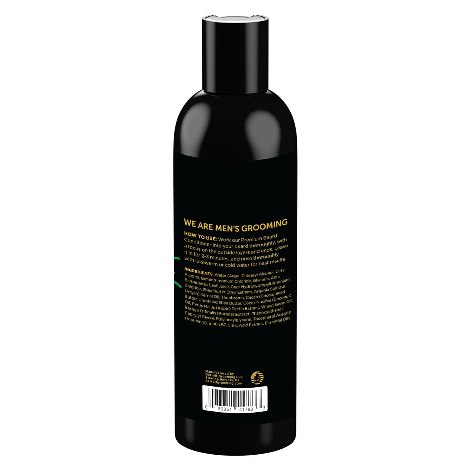 Detroit Grooming Co. Acondicionador de barba para hombres con mantequilla de semillas de cacao de argán oi l & – suavizante, desenredante,