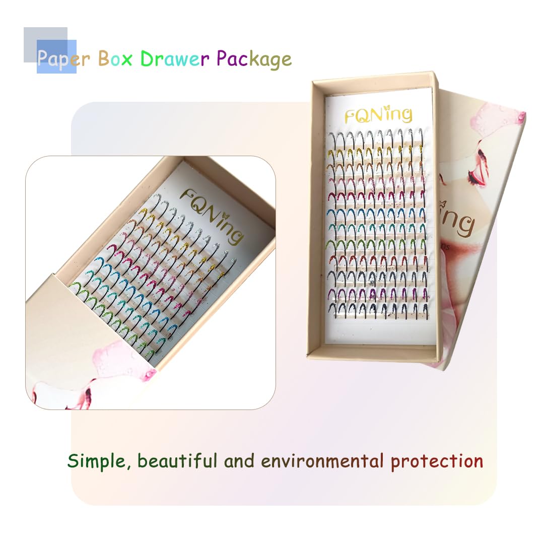 Extensiones de pestañas con purpurina láser, 12 colores, mezcla de puntas, suministros profesionales de 0.59 pulgadas, 0.20 D (mezcla de 12 colores)