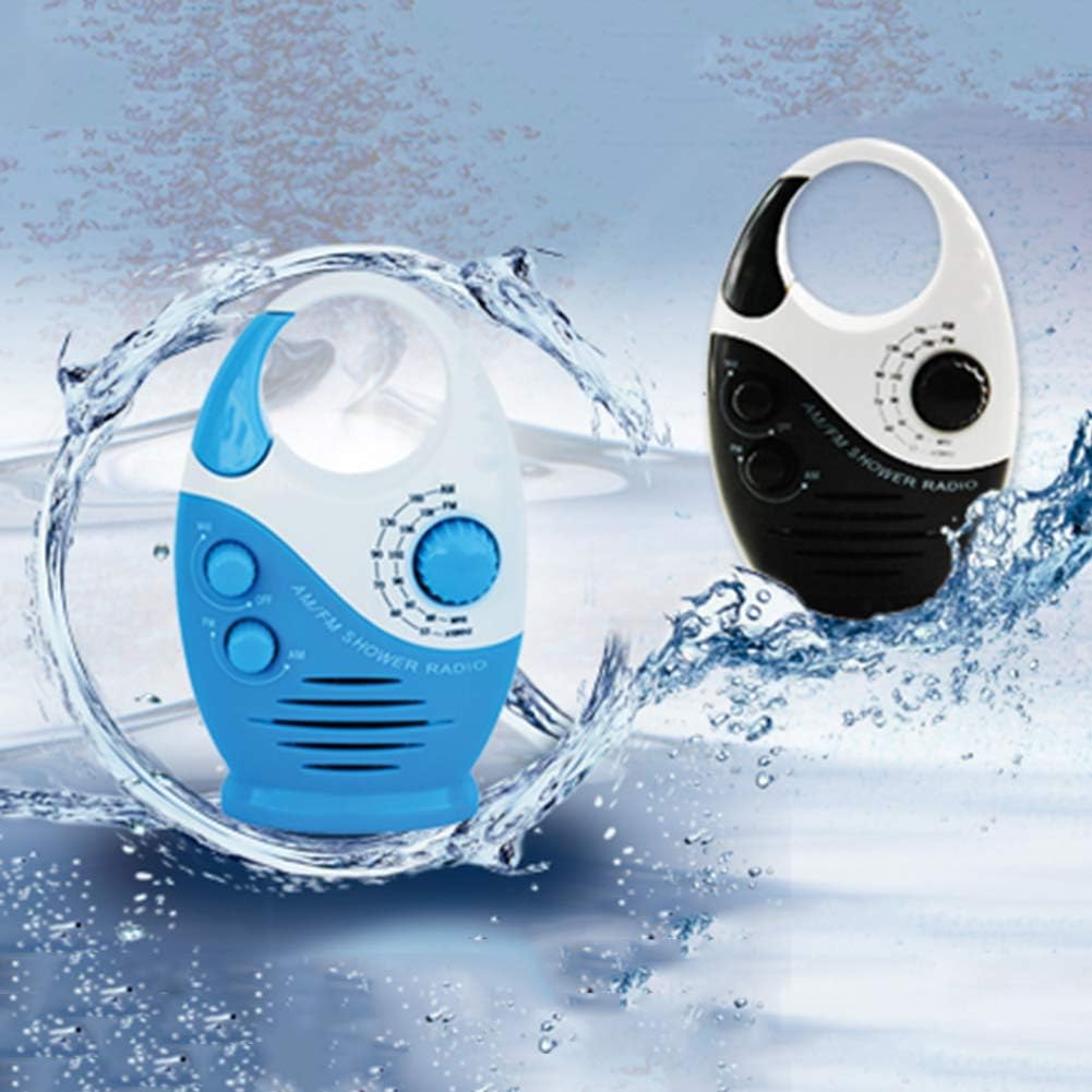 Radio de ducha, 3 V 0.5 W, volumen ajustable, para ducha AM FM, altavoz portátil impermeable, altavoces de ducha para baño, radio inalámbrica con