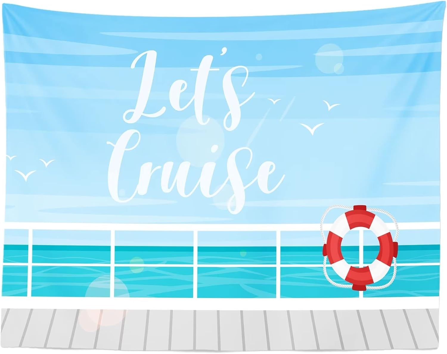CORFOTO Telón de fondo de fotografía de crucero de dibujos animados de 10 x 6.5 pies, tema náutico, decoración de fiesta de cumpleaños, océano