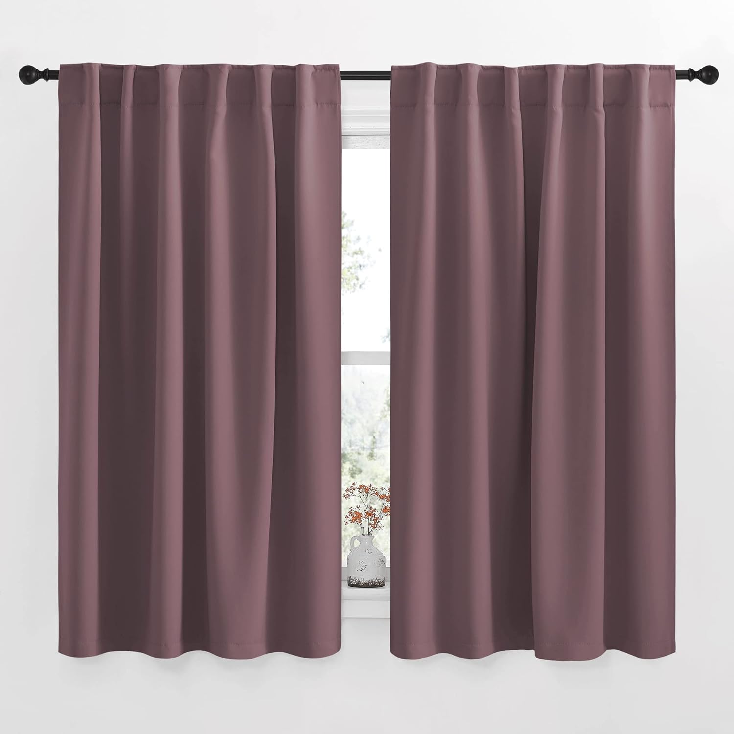 NICETOWN – Juego de 2paneles de cortinas opacas para sala de estar, para oscurecimiento de habitación, 52x63pulgadas, color rosa oscuro