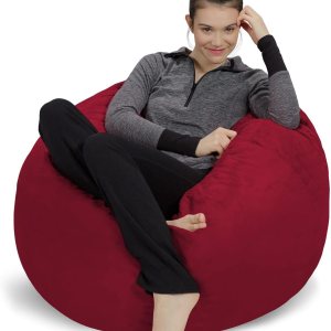Sofa Sack – Sillón puff Puff de espuma viscoelástica de 3 pies, sofá mediano con funda de microfibra suave, color rojo cereza. Sofa Sack – Sillón puff Puff de espuma viscoelástica de 3 pies, sofá mediano con funda de microfibra suave, color rojo cereza.