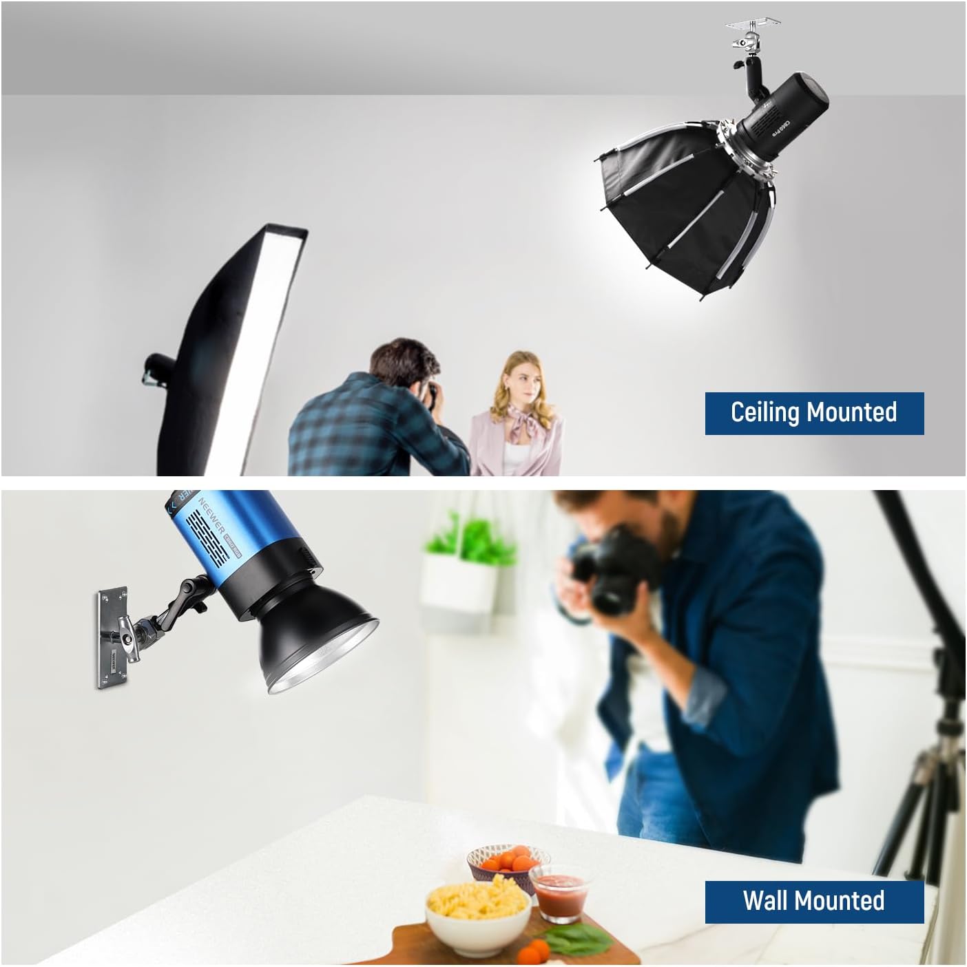 NEEWER ST-WM2 – Pasador de pared para techo de 6.5 pulgadas con cabeza de bola giratoria de 360 y 10 tornillos, soporte de pared para estudio