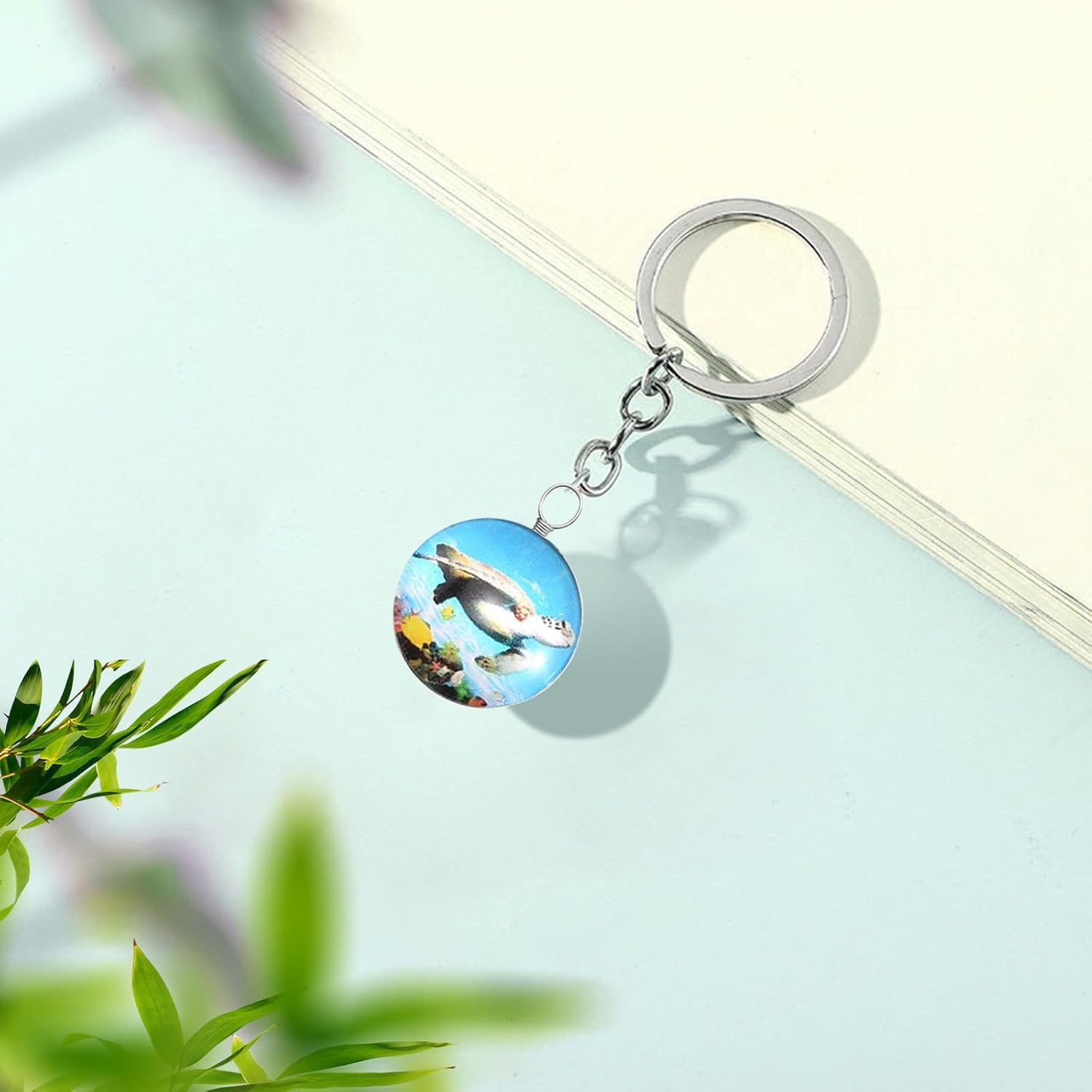 20 piezas mixtas 3D con imagen 3D de tortuga marina, dijes de peces con cuentas de cristal de animales del océano, cuentas de resina transparente,