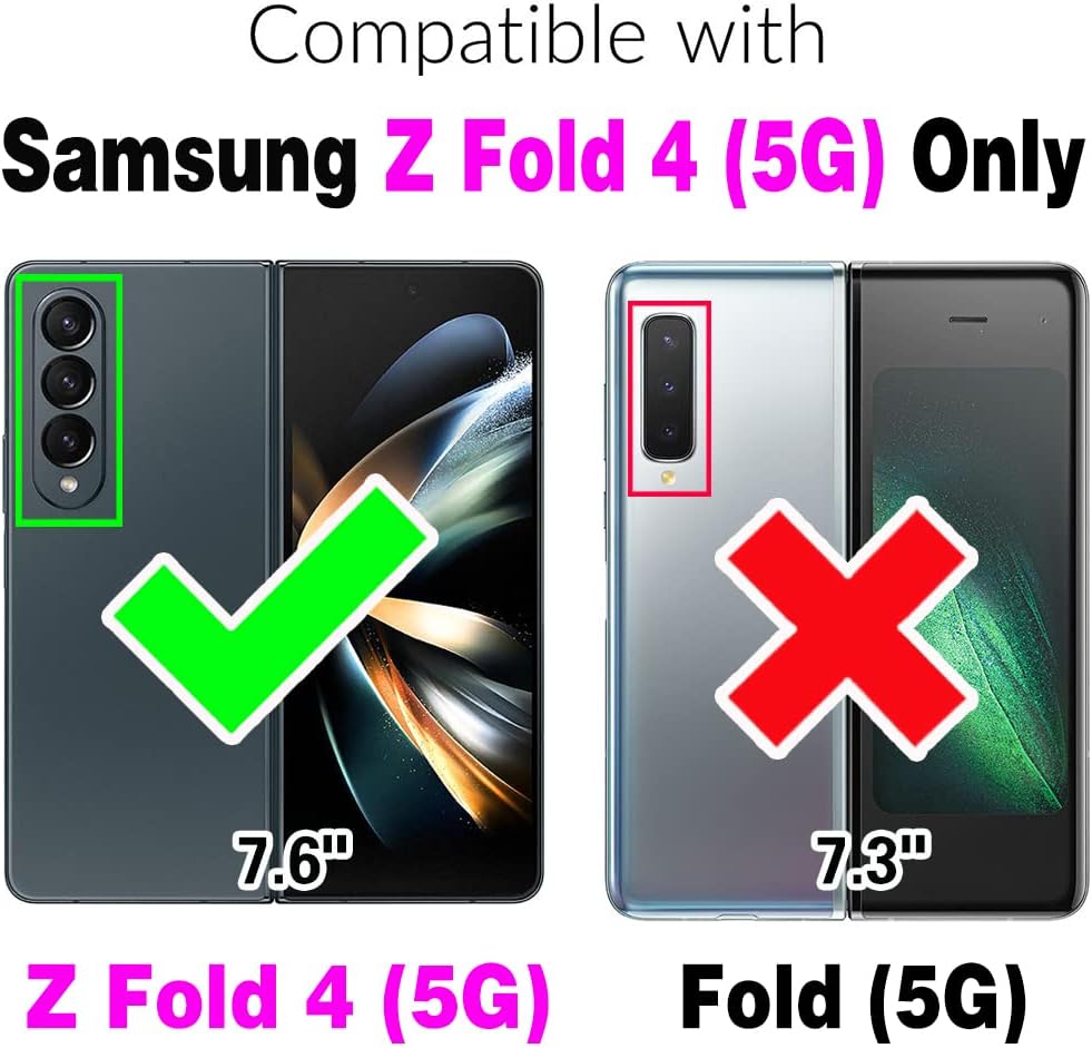 Asuwish Compatible con Samsung Galaxy Z Fold 4 5G 2022 – Funda tipo cartera y cordón de cuero, soporte para tarjetas, accesorios celulares, fundas