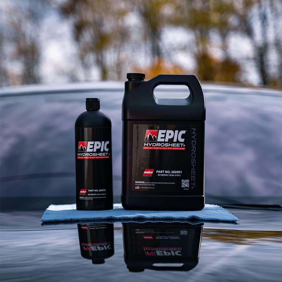 Malco Epic Hydrosheet – Lavado y cera de cerámica con grafenolimpia, brilla y protege tu vehículo en un solo paso32 onzas (260932)