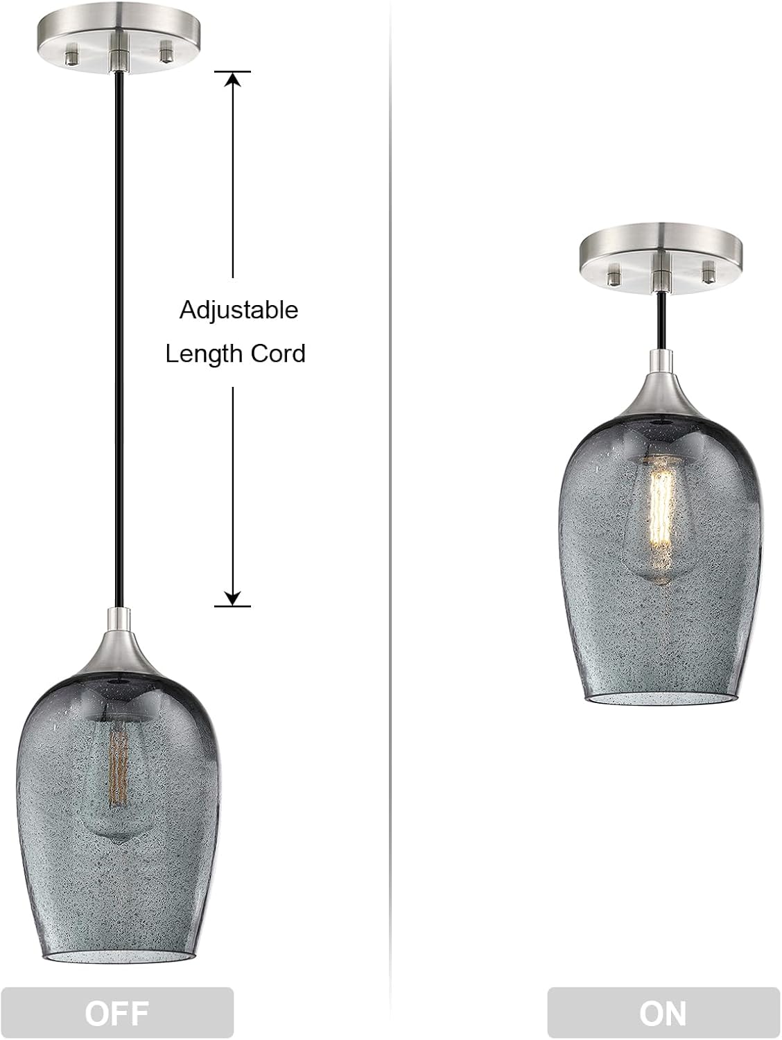 Lámpara colgante para isla de cocina, luces colgantes de 5.1 pulgadas, lámparas de techo de vidrio soplado a mano, modernas luces de granja para