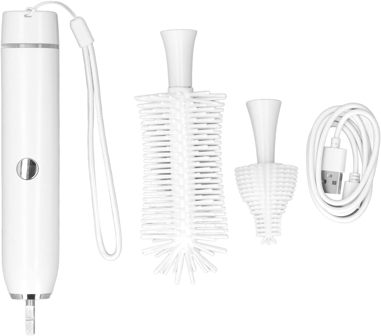 Cepillo eléctrico para biberón, juego de limpiador de botellas impermeable con 2 cabezales de cepillo USB recargable de silicona para botellas para