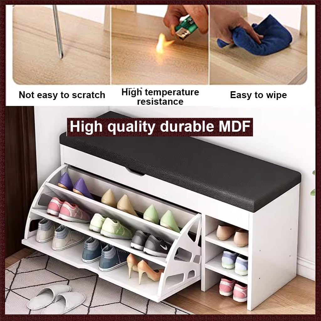 Taburete de almacenamiento para zapatos, marco vintage en forma de cubo, taburete creativo de repuesto para zapatos con cojín de cuero, estante de