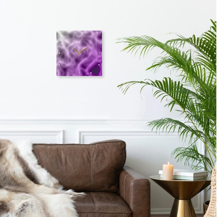 3dRose LLC Purple Haze – Reloj de pared abstracto de 10 x 10 pulgadas