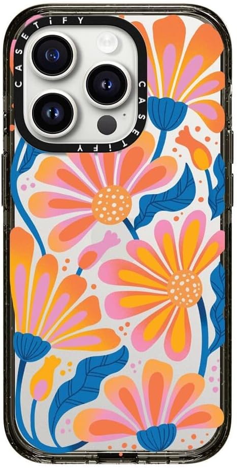CASETiFY Funda Impact para iPhone 15 Pro 4 veces probada contra caídas de grado militar, protección contra caídas de 8.2 pies – Estampado de flores