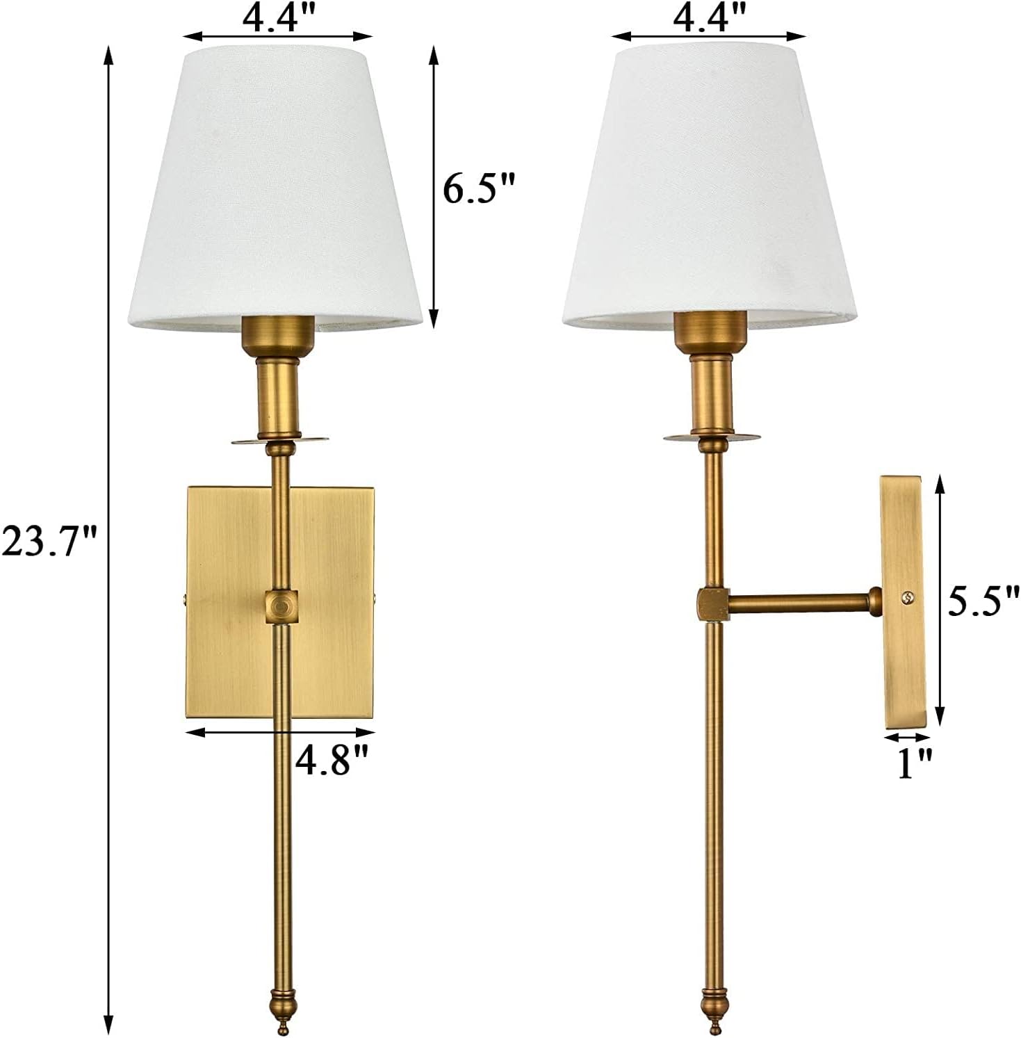 Juego de 2 apliques de pared que funcionan con pilas, no cableados, lámpara de pared alimentada por pilas con bombilla regulable remota, fácil de