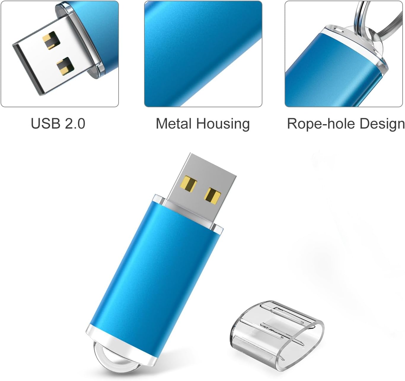 RAOYI Paquete de 10 unidades flash USB de 4 GB USB 2.0 Memory Stick Bulk Pulgar Drive Pen Drive Jump Drive-Blue