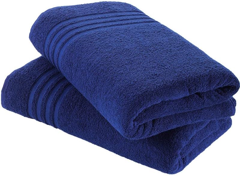 Hammam Linen – Paquete de 2 toallas de baño muy grandes de 89 x 177.5 cm, suaves y absorbentes, 100 % algodón de calidad prémium (color azul marino)
