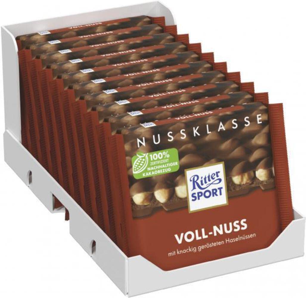 Ritter Sport Chocolate  Nuez entera Ritter Sport Nut Class  Chocolate Ritter  Barras de chocolate alemán  35,2 onzas en total