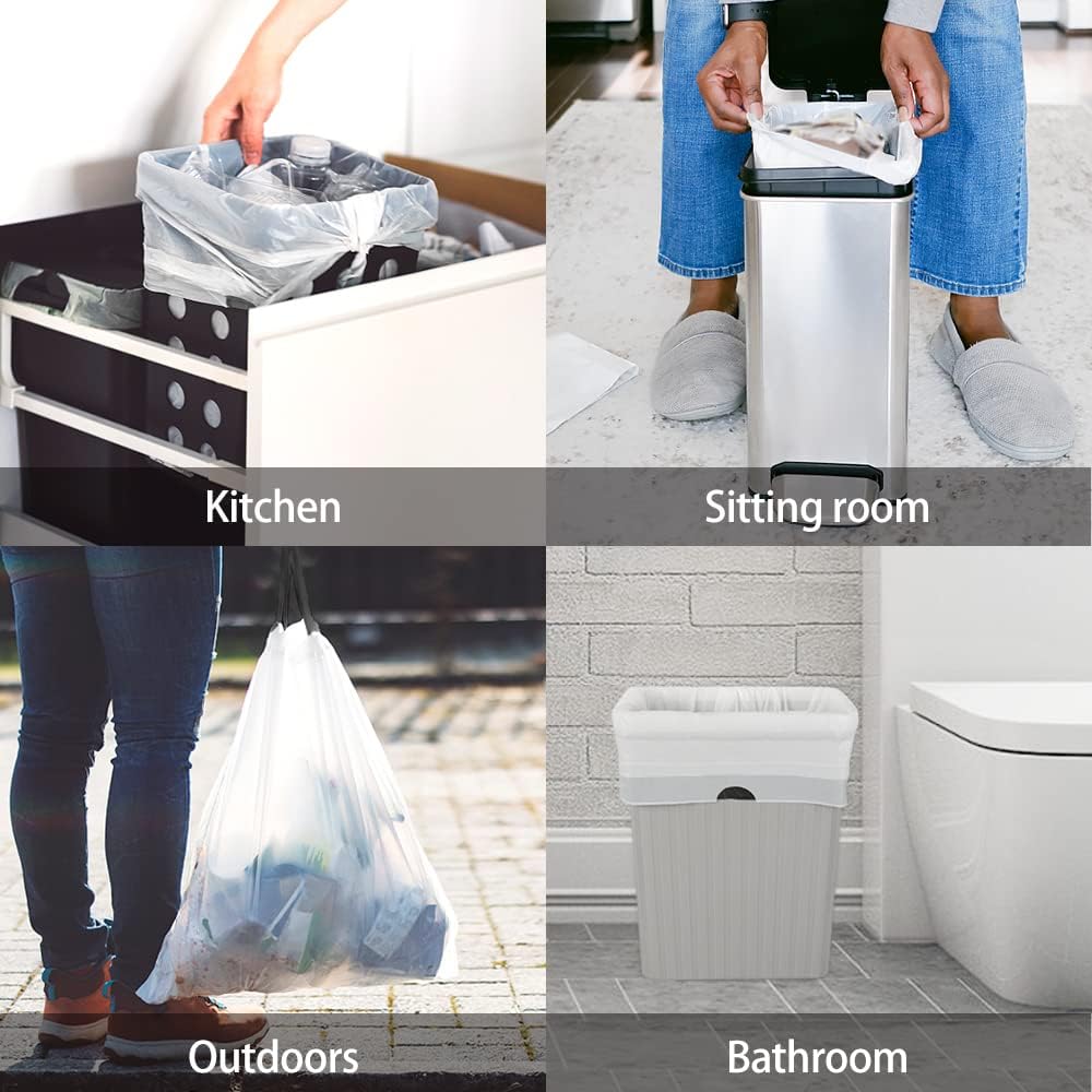 Teivio – Bolsas de basura de 1 galón, 220 unidades, con cordón, se adaptan a cubos de basura pequeños de 3 a 4 litros, para el hogar, oficina, baño,