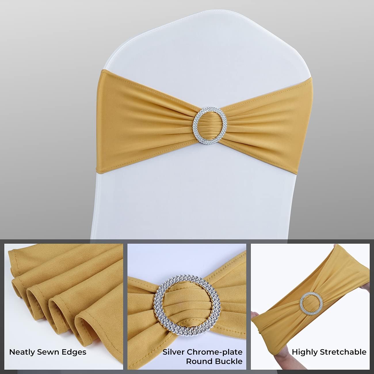 Babenest Bandas de elastano para silla, 100 unidades, bandas elásticas de alta calidad con hebilla deslizante, lazos elásticos universales para