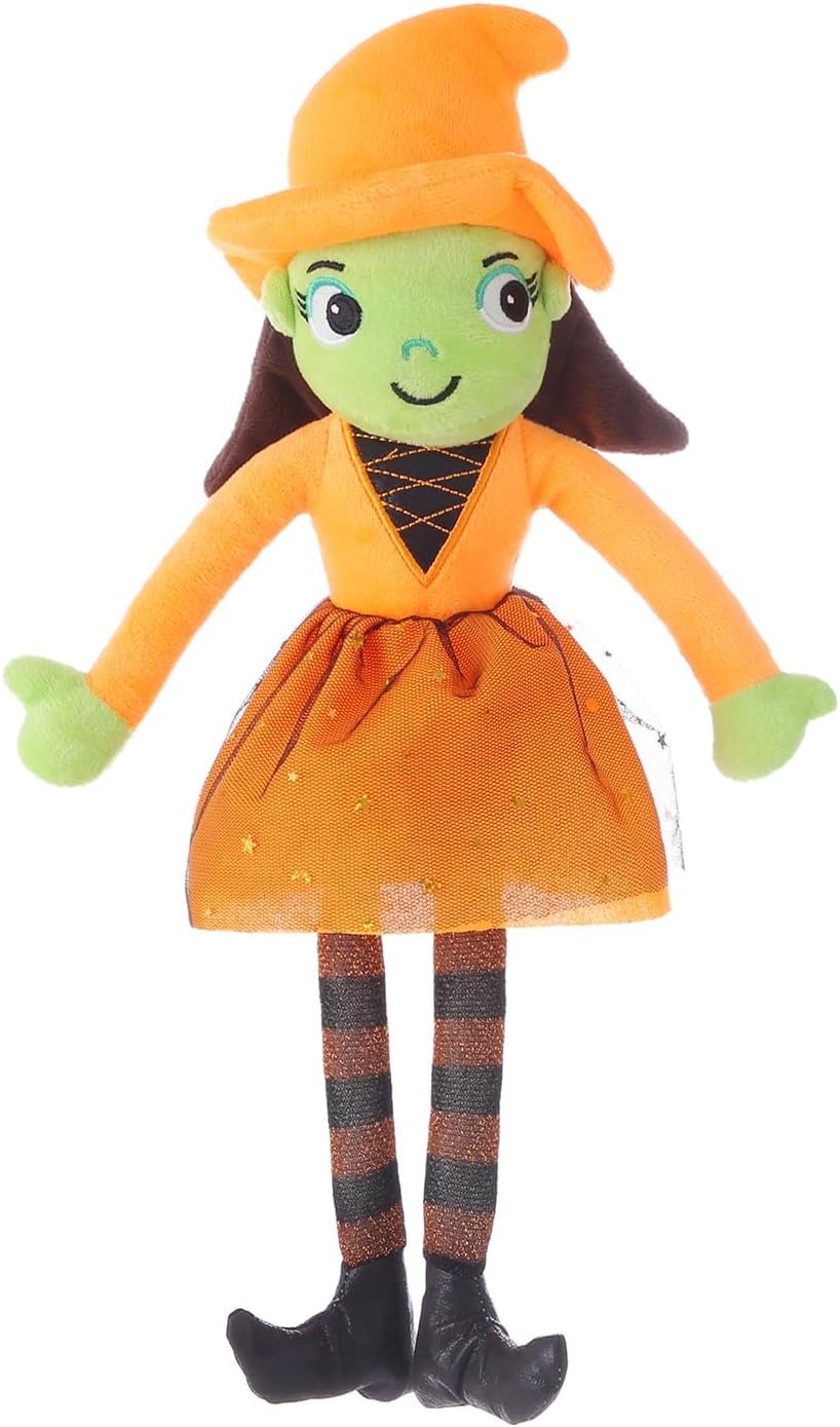 Muñecas de bruja linda de peluche de bruja pequeña para decoración de fiesta de Halloween, juguetes de bebé (naranja, 16 pulgadas)