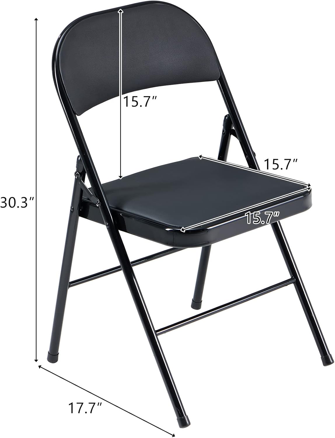 Karl home Paquete de 8 sillas plegables negras con asientos acolchados para exteriores e interiores, asiento comercial apilable portátil con marco