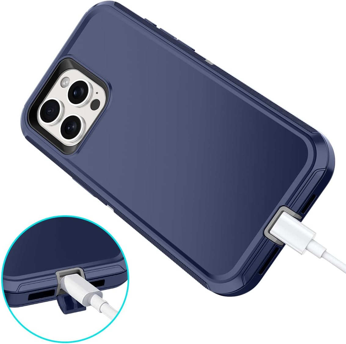 I-HONVA Funda para iPhone 15 Pro Max, a prueba de golpes, a prueba de polvo y caídas, protección de cuerpo completo de 3 capas sin protector de