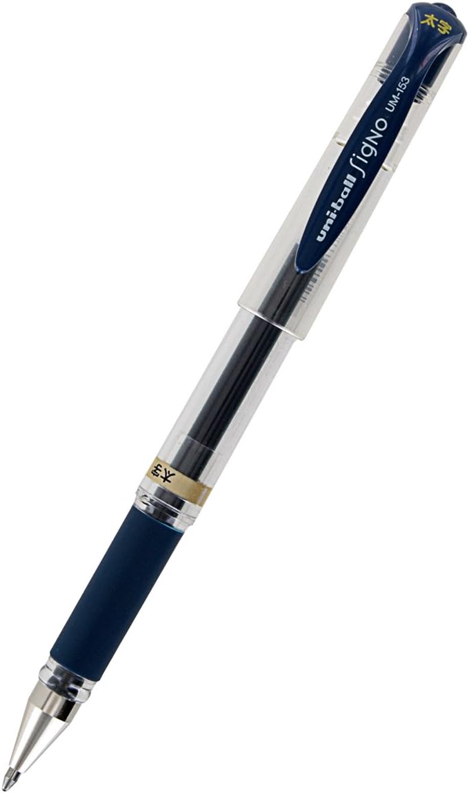 Pluma de punta rodante Uni-Ball Signo UM-153 tinta de gel con Punta amplia de 10 mm paquete de 3 unidades negro azul Blue-Black Ink - Imagen 3