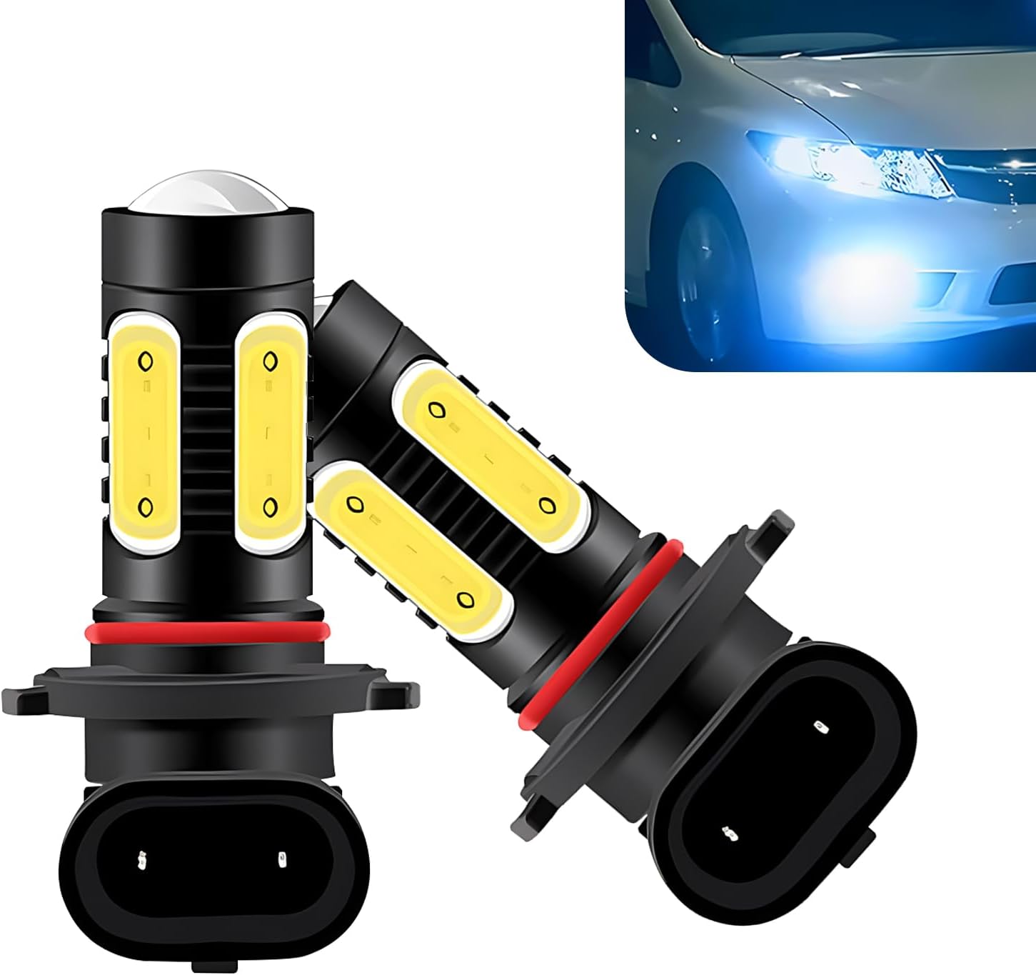 Flygun Paquete de 2 luces LED para automóvil, 9006 bombillas antiniebla superbrillantes, kit de conversión de luces LED, universal para la mayoría