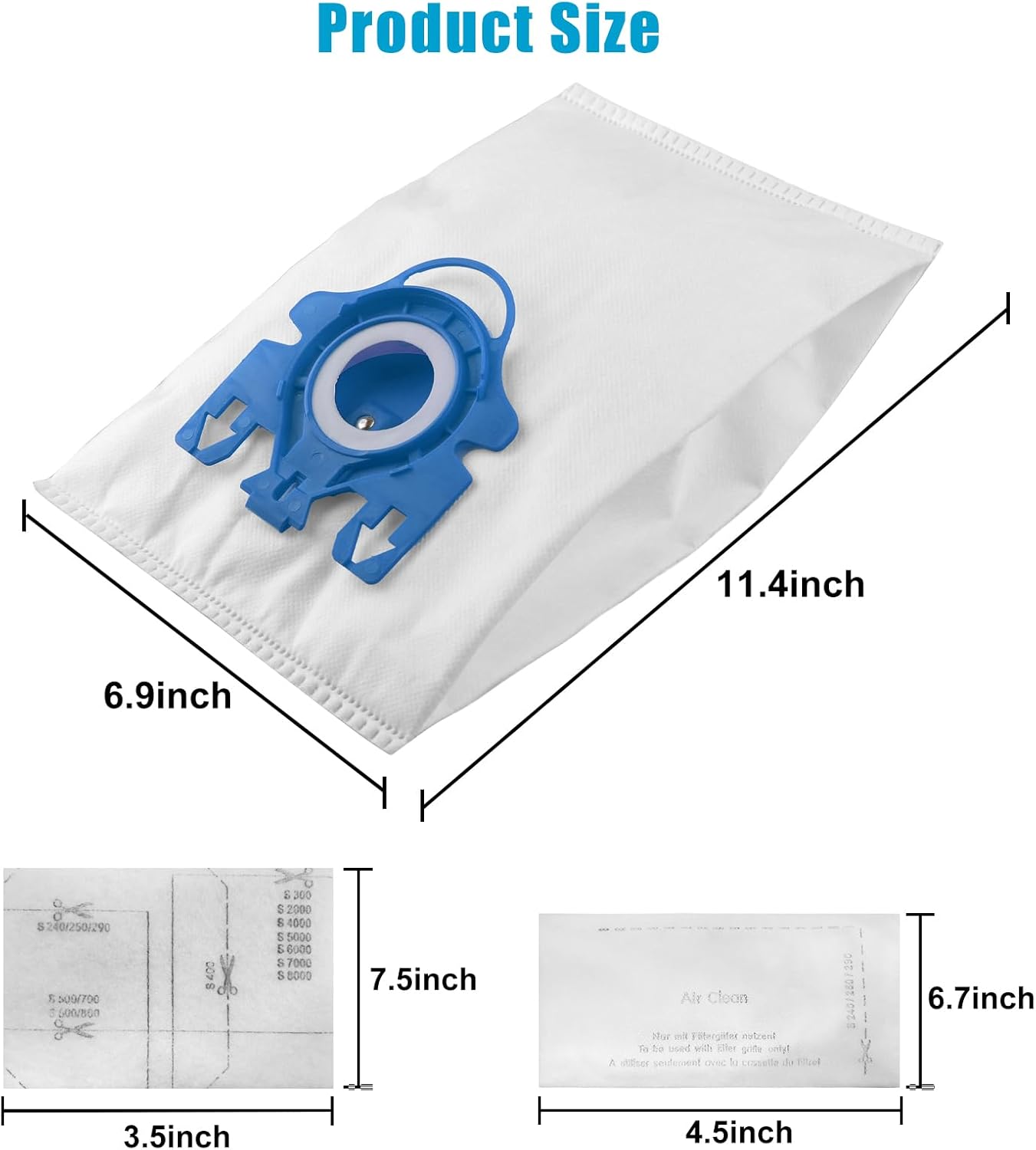 Paquete de 12 bolsas 3D GN para aspiradora Miele compatibles con C2, bolsas de polvo Airclean compatibles con Miele GN Vacuum Complete C2 C3 Classic