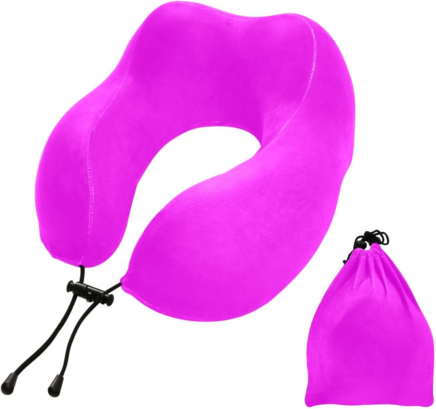 UMIRIKO Almohada de viaje magenta para el cuello para cama de viaje de coche, almohada de espuma viscoelástica en forma de U para el cuello, color