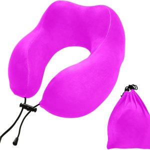 UMIRIKO Almohada de viaje magenta para el cuello para cama de viaje de coche, almohada de espuma viscoelástica en forma de U para el cuello, color UMIRIKO Almohada de viaje magenta para el cuello para cama de viaje de coche, almohada de espuma viscoelástica en forma de U para el cuello, color