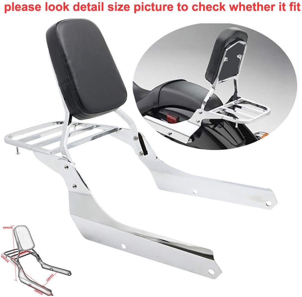 Nuevo respaldo Sissy Bar portaequipajes compatible conrepuesto para Honda VT750 Shadow Spirit 2007-2014 Honda VT750C2B Shadow Phantom 2010-2017