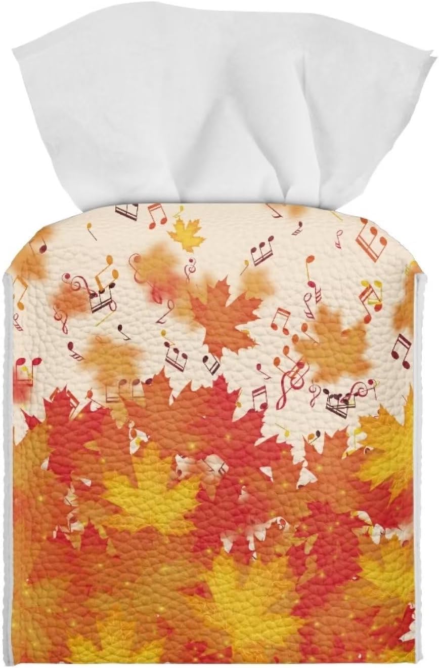 Fundas decorativas para caja de pañuelos para decoración de otoño, de piel de arce, organizador cuadrado para baños, oficina, coche, mesita de