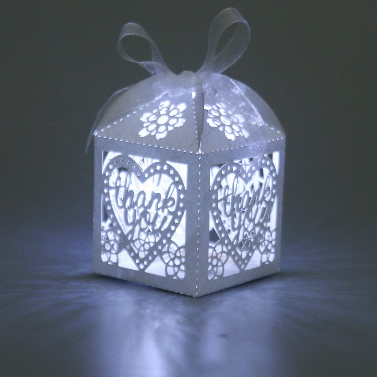 COTOPHER Cajas cortadas con láser, 60 unidades, cajas de regalo de agradecimiento, cajas de regalo de boda, cajas de dulces de encaje para bodas,