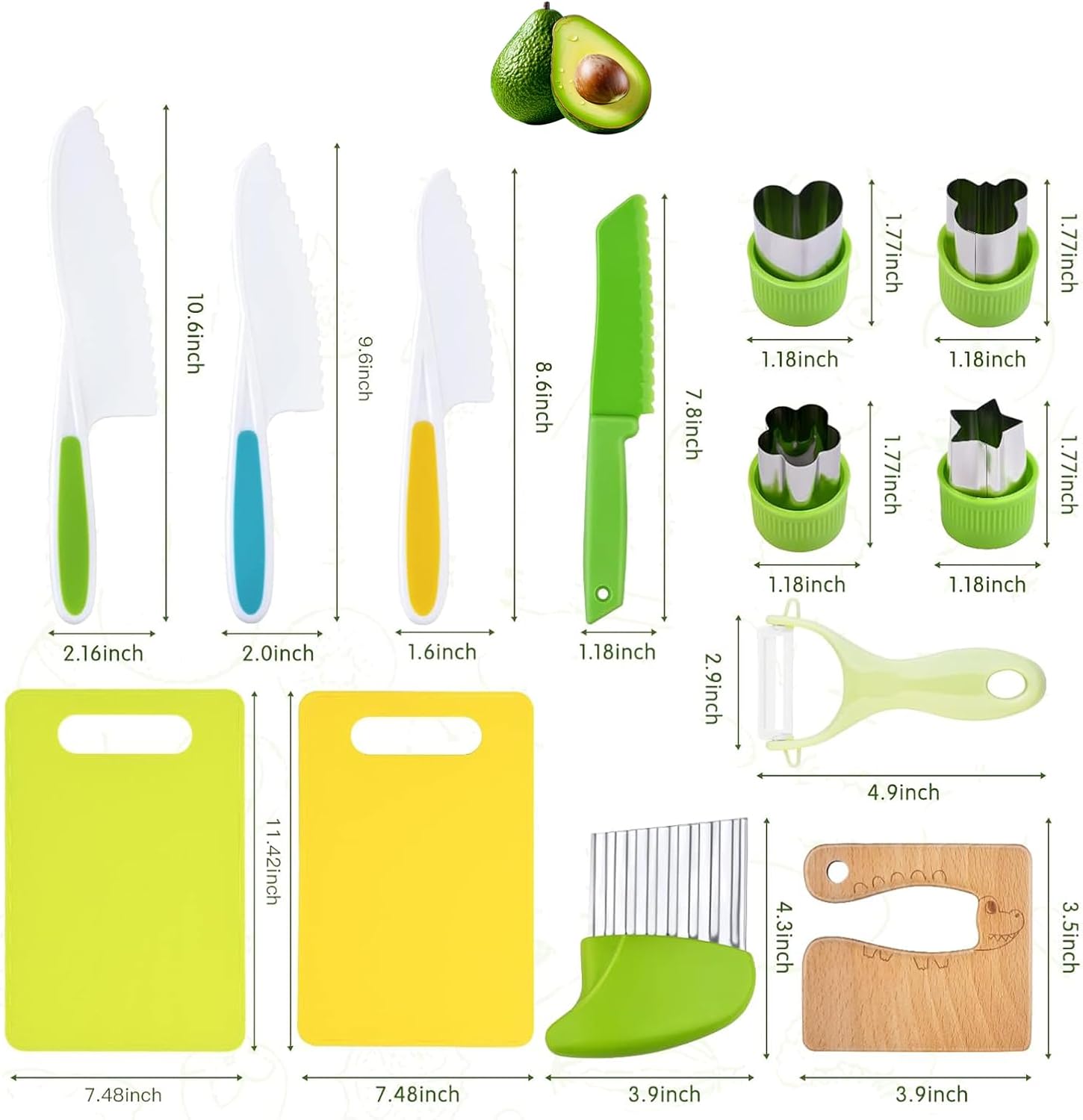 13 piezas Montessori Herramientas de cocina para niños pequeños, juegos de cocina reales para niños pequeños, juego de cuchillos seguros para