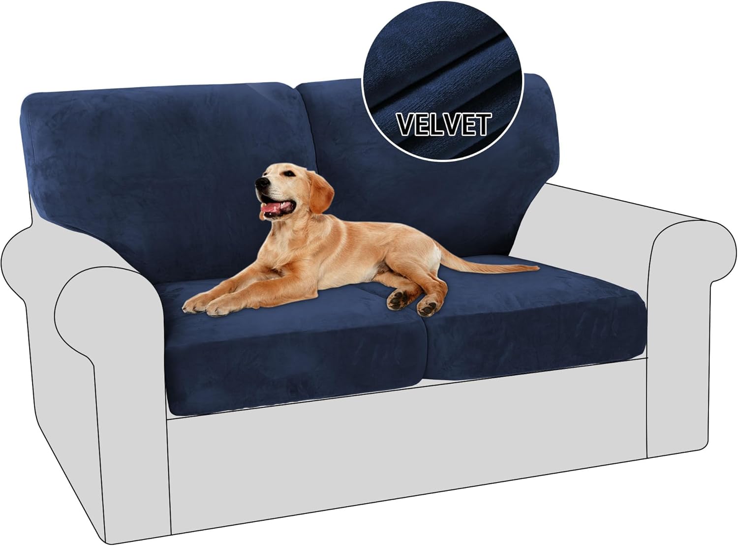 PrinceDeco Funda de sofá de 4 piezas de terciopelo suave para sofá de dos plazas (2 fundas de asiento más 2 fundas de respaldo con cusión),