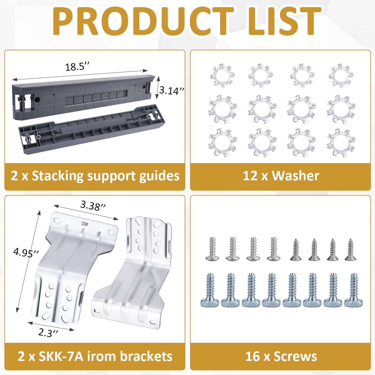 WKZO Skk-7a Skk 8k – Kit de apilamiento de secadora para lavadoras y secadoras Samsung de carga frontal de 27 pulgadas, el kit de apilamiento de